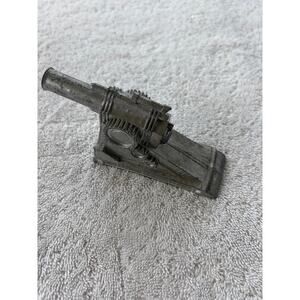 Cannon Spring Loaded Functional Toy Tin Launcher Silver Vintage Antique